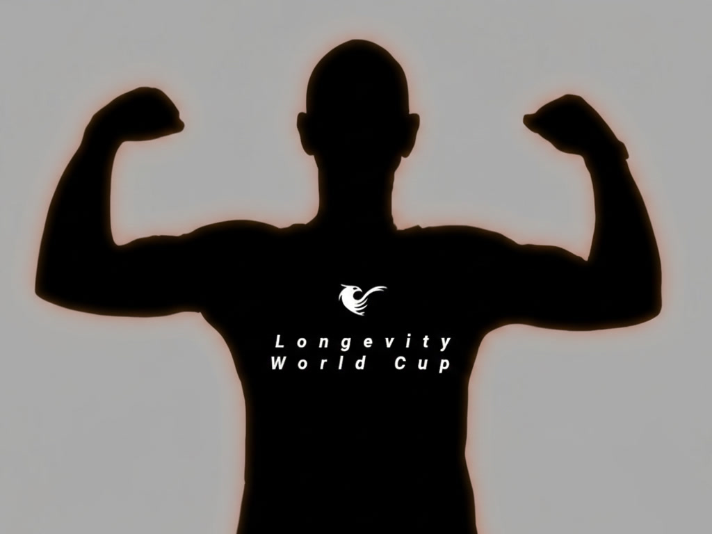 The silhouette of Michael Lustgarten, PhD, inaugural Longevity World Cup champion